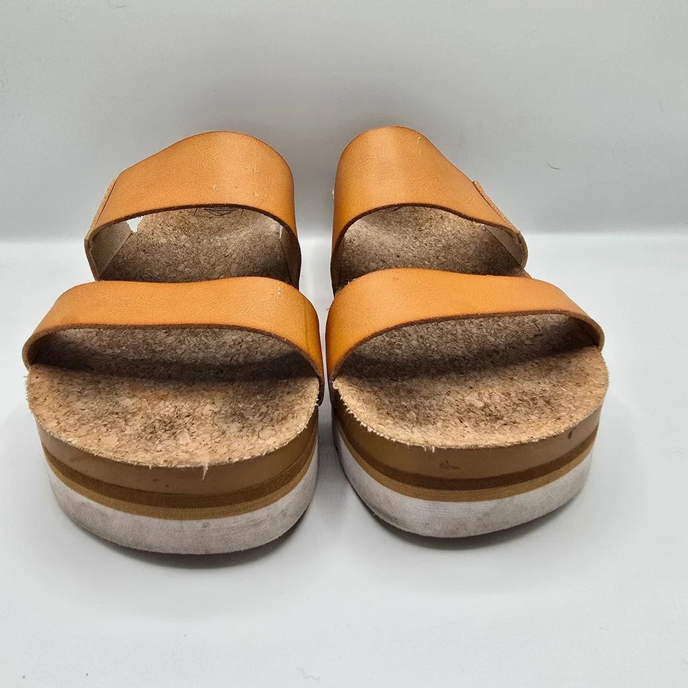 Reef Cushion Vista Hi Platform Women's Tan Cork Platform‎ Slide Sandals Size 11